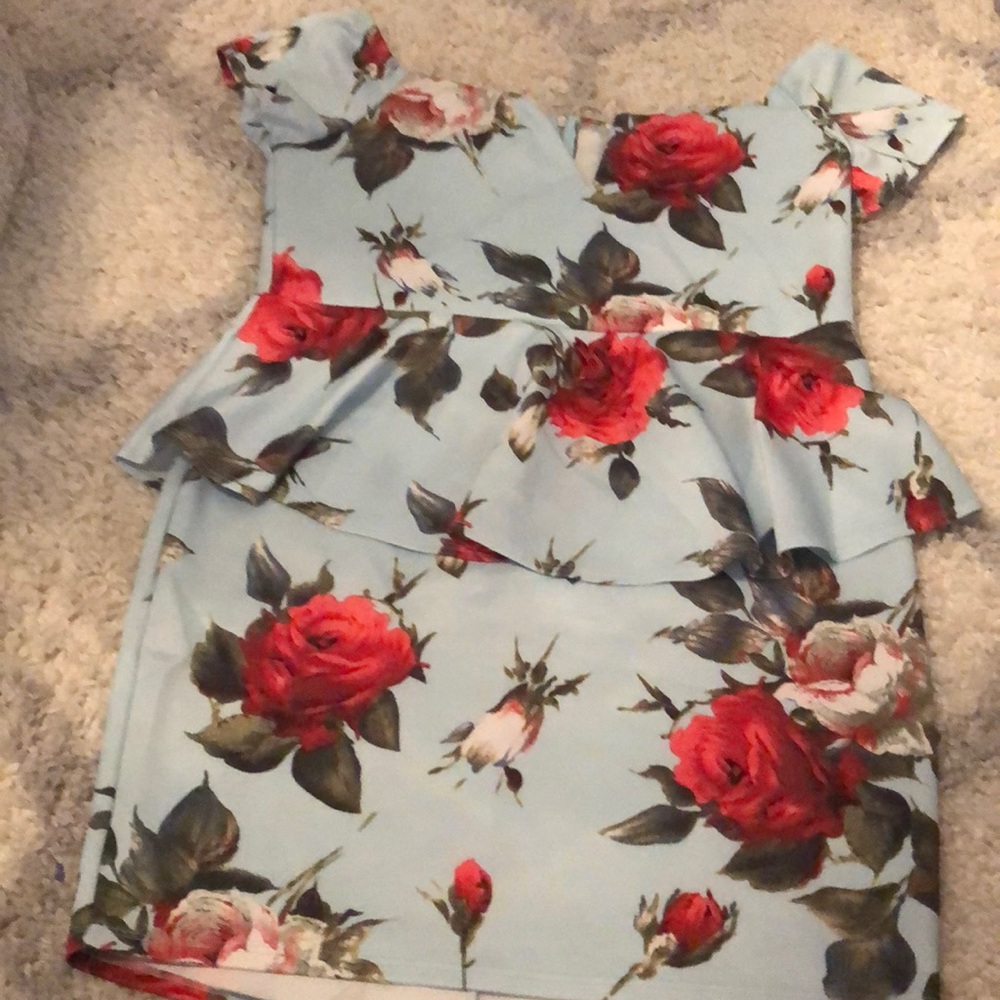 Plus Size Floral Peplum Dress